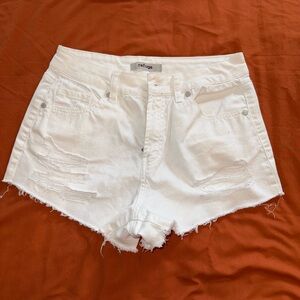 Refuge White Frayed Jean Shorts